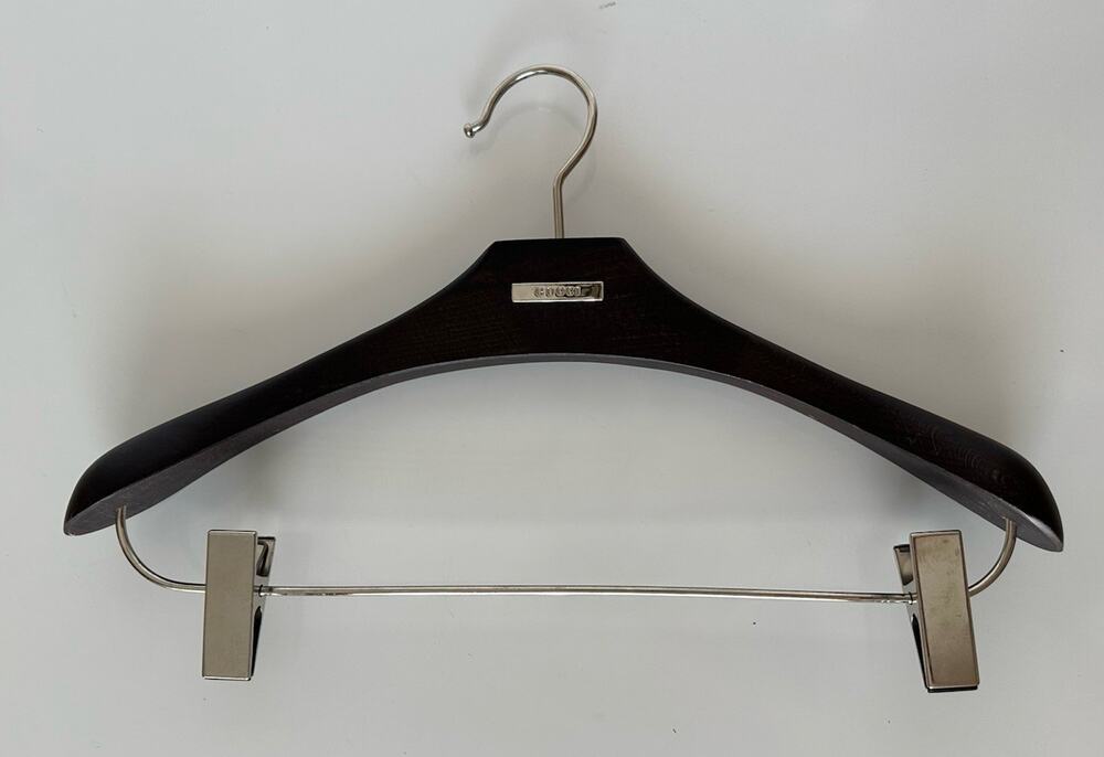 Gucci Brown Wood Hanger for Dress/Pants/Suit/Jacket with Silver Hardware 16 x 6
